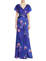 Angelina Floral Satin Fit & Flare Gown