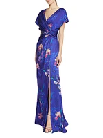 Angelina Floral Satin Fit & Flare Gown