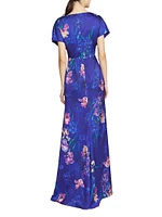 Angelina Floral Satin Fit & Flare Gown