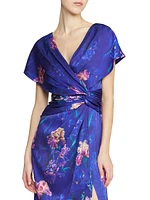 Angelina Floral Satin Fit & Flare Gown