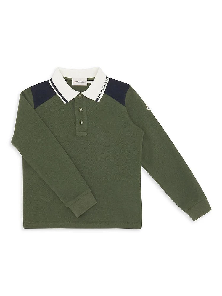 Little Boy's & Knit Collar Long Sleeve Polo Shirt