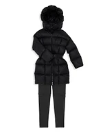 Little Girl's & Moka Long Down Coat