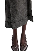 Mouliné Wool Midi-Skirt