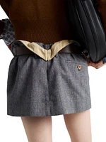 Pinstriped Wool Mini Skirt