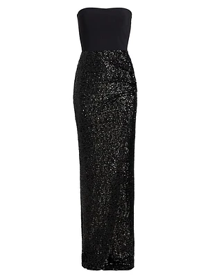 Baloc Paillettes Sequined Strapless Maxi Dress
