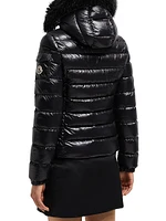 Short Down Jacket with Faux Fur Trim