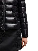 Short Down Jacket with Faux Fur Trim