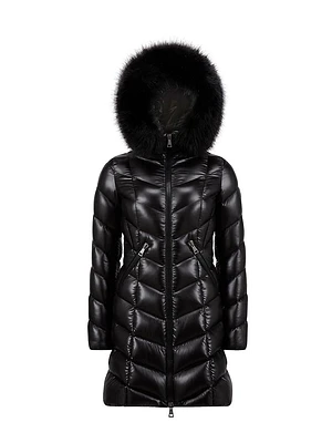 Fulmarus Long Down Jacket with Faux Fur Trim