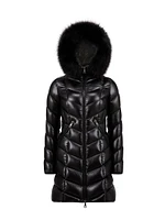 Fulmarus Long Down Jacket with Faux Fur Trim