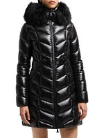 Fulmarus Long Down Jacket with Faux Fur Trim