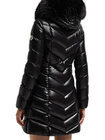 Fulmarus Long Down Jacket with Faux Fur Trim