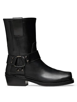 Rockstud 40MM Calfskin Biker Ankle Boots