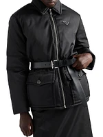 Nylon Down Jacket with Belt