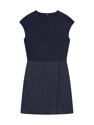 Plus Knit & Tweed Combo Minidress