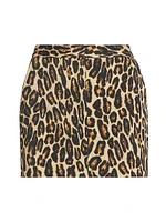 Leopard Wool Low-Rise Miniskirt