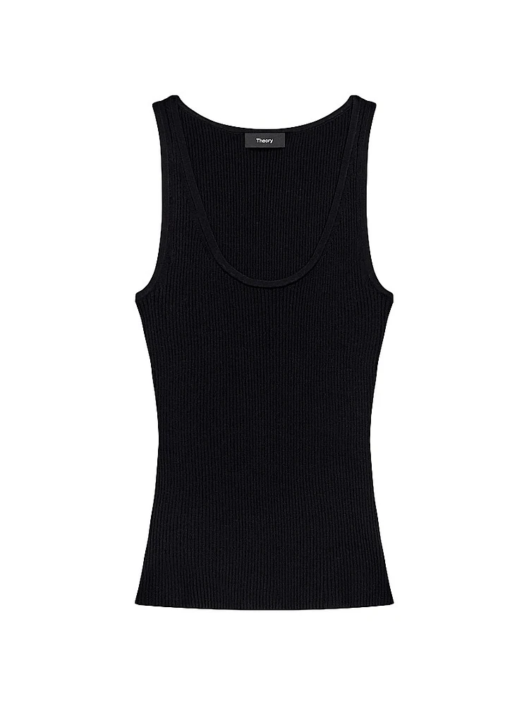 Rib-Knit Scoopneck Tank Top