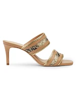 Rosalie 70MM Metallic Snake-Embossed Leather Sandals