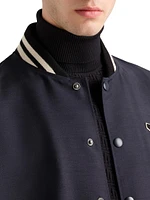 Mohair Wool Bomber Jacket with Patch