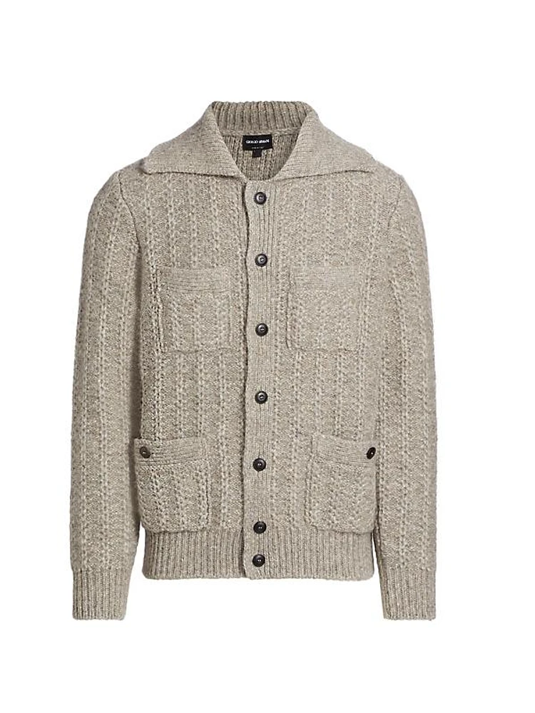 Knit Button-Front Jacket Cardigan