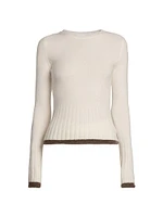 Soft Ribbed Alpaca Wool Knit Crewneck Sweater