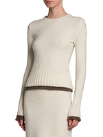 Soft Ribbed Alpaca Wool Knit Crewneck Sweater