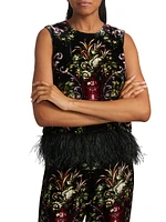 Noah Embellished Floral Velvet Top