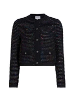 Sequin Textured Button-Front Cardigan Jacket