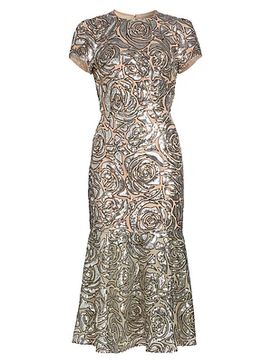 Tahlia Floral Sequined Midi-Dress