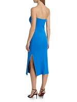 Floral Knit Strapless Midi-Dress