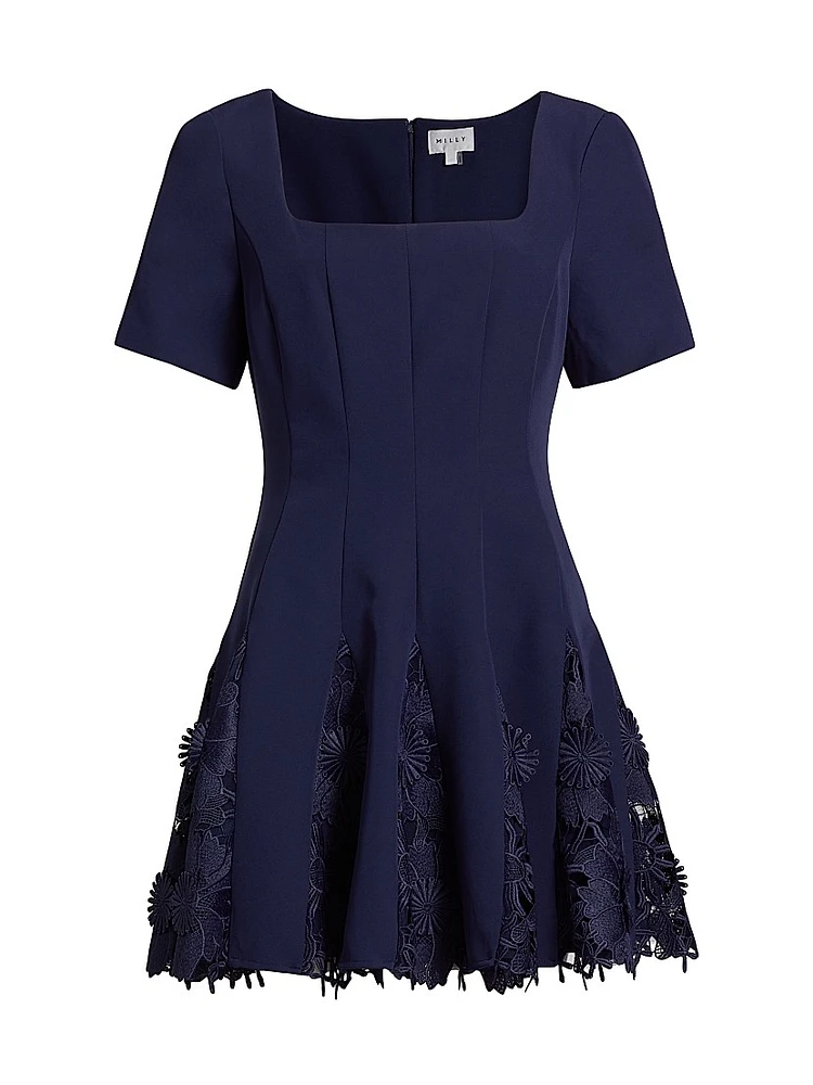 Joy Lace-Trimmed Fit & Flare Minidress