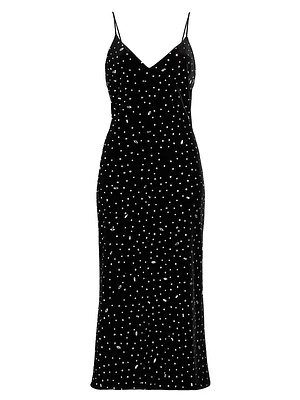 Ivy Embellished Velvet Cami Midi-Dress