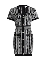 Scallop Textured V-Neck Knit Minidress