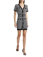 Scallop Textured V-Neck Knit Minidress