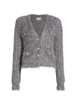 Tweed Textured V-Neck Cardigan Jacket
