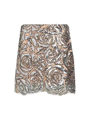 Kristina Floral Sequined Miniskirt