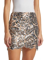 Kristina Floral Sequined Miniskirt