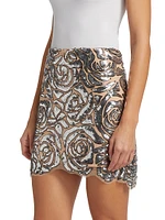 Kristina Floral Sequined Miniskirt