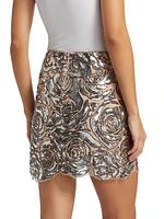Kristina Floral Sequined Miniskirt