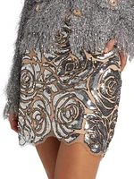 Kristina Floral Sequined Miniskirt