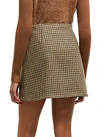 Chequered Wool Mini Skirt