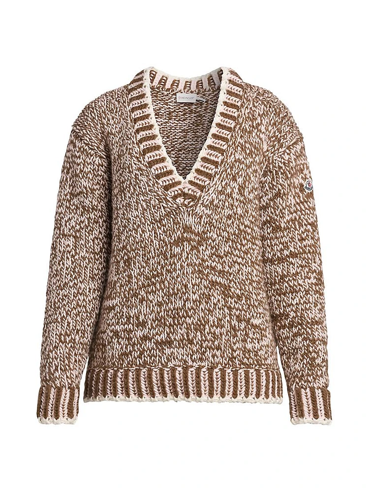 V-Neck Cable Knit Sweater