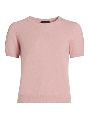 Cashmere Crewneck Short-Sleeve Sweater