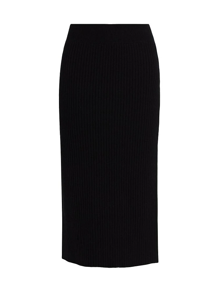 Ribbed Cashmere Pencil Skirt
