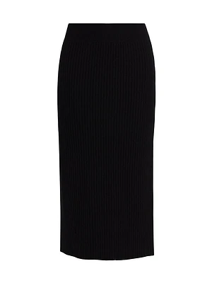 Ribbed Cashmere Pencil Skirt
