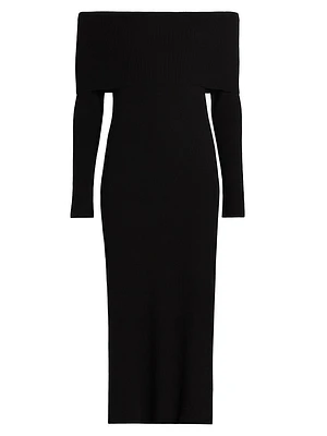 Ribbed Cashmere Midi-Dress