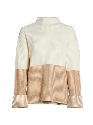 COLLECTION Cashmere Funnel-Neck Twisted Rib-Knit Sweater