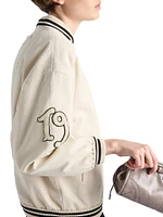 Canvas Bomber Jacket with Patches