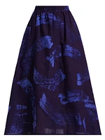 Ayoka Abstract Cotton Midi-Skirt