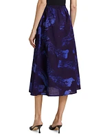 Ayoka Abstract Cotton Midi-Skirt