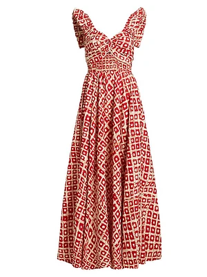 Ibukun Abstract Ruffled Cotton Midi-Dress